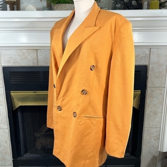 Asos Oversized Blazer With Shoulder Pads In Yellow Gold - Picture 8 of 15